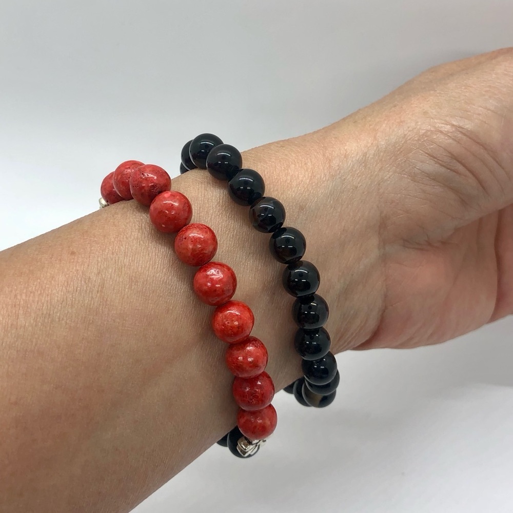 Handmade Agate Coral Bamboo stack Gemstone Bracelets - Picture 6 of 7